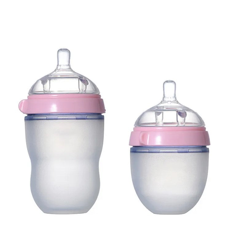 BPA Free Anti Colic Silicone Breastfeeding Bottle. 150 ml Bottle with Adjustable Flow Teat + 250 ml Bottle with Adjustable Flow Teat for Baby Milk and Breastfeeding