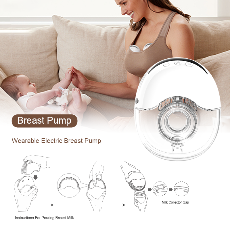 Wearable Electric Breast Pump for Nursing Mother Breast Feeding Pump BPA-Free Hands-Free 4 Modes and 12 Levels Breast Pump with Hands-Free LED Display with Portable Electric Breastfeeding Pump, for Baby Milk 210 ml 19mm 21mm 24mm 2 pieces