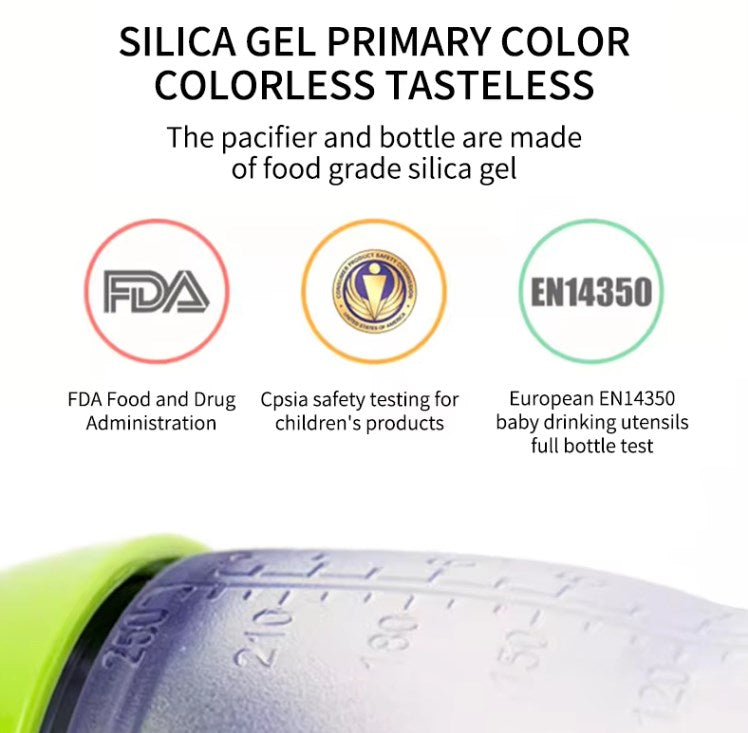 BPA Free Anti Colic Silicone Breastfeeding Bottle. 150 ml Bottle with Adjustable Flow Teat + 250 ml Bottle with Adjustable Flow Teat for Baby Milk and Breastfeeding