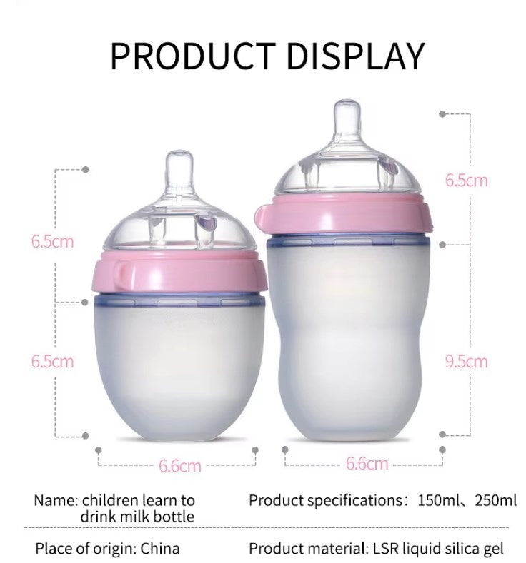 BPA Free Anti Colic Silicone Breastfeeding Bottle. 150 ml Bottle with Adjustable Flow Teat + 250 ml Bottle with Adjustable Flow Teat for Baby Milk and Breastfeeding