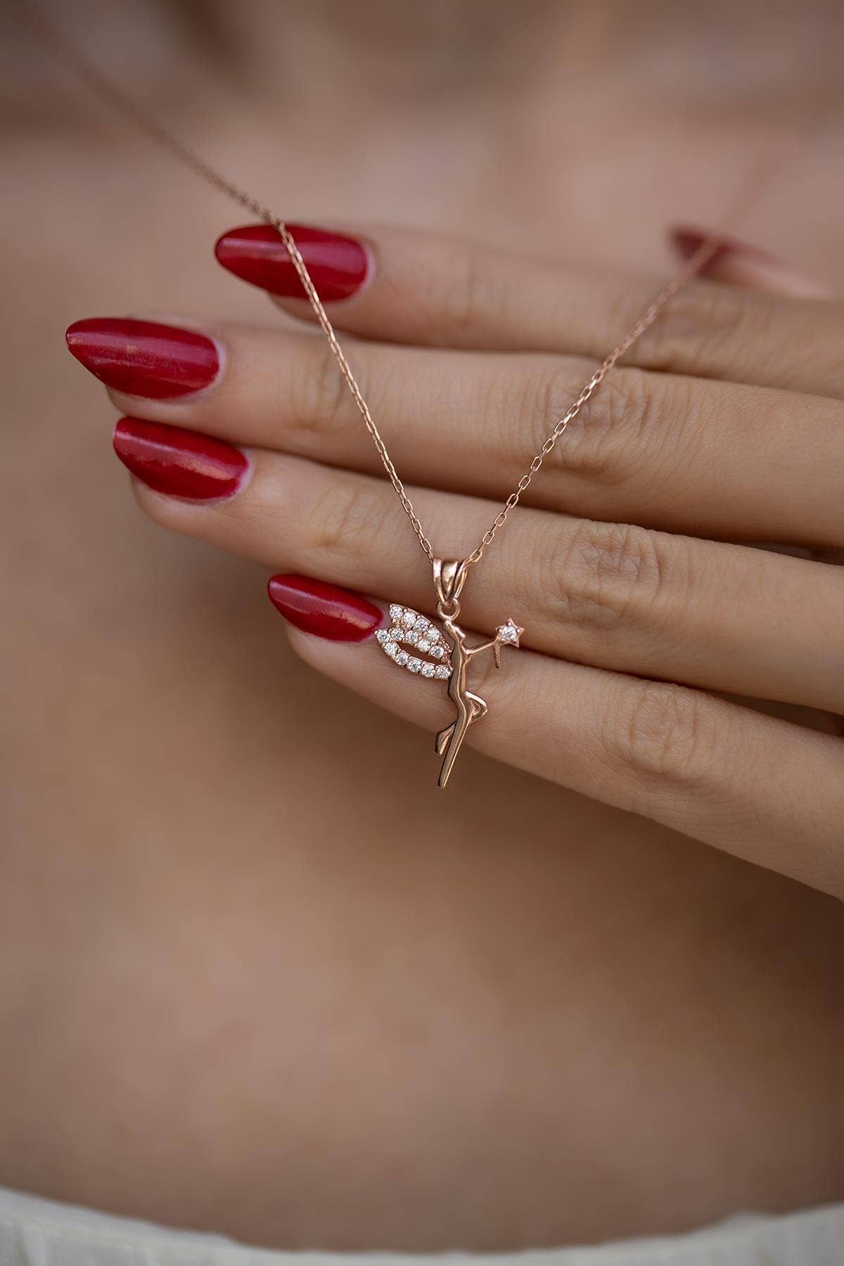 Einzelstück - 14K vergulde feeënketting met zwarte zirkonia-stenen - Feeëngouden ketting - Gouden kettingen cadeau voor vrouwen