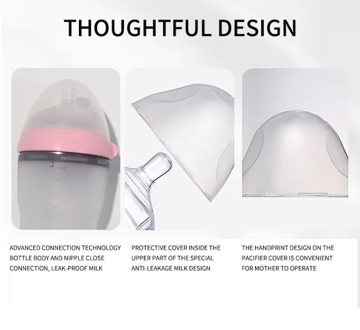 BPA Free Anti Colic Silicone Breastfeeding Bottle. 150 ml Bottle with Adjustable Flow Teat + 250 ml Bottle with Adjustable Flow Teat for Baby Milk and Breastfeeding