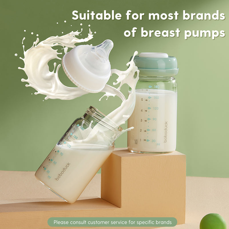 Moedermelkbewaarbak - Moedermelkbewaarbak - Fles Moedermelkbewaarbak en Babymelk Glazen bewaarbak - BPA-vrij Compatibel met Moedermelkkoeler 180ml