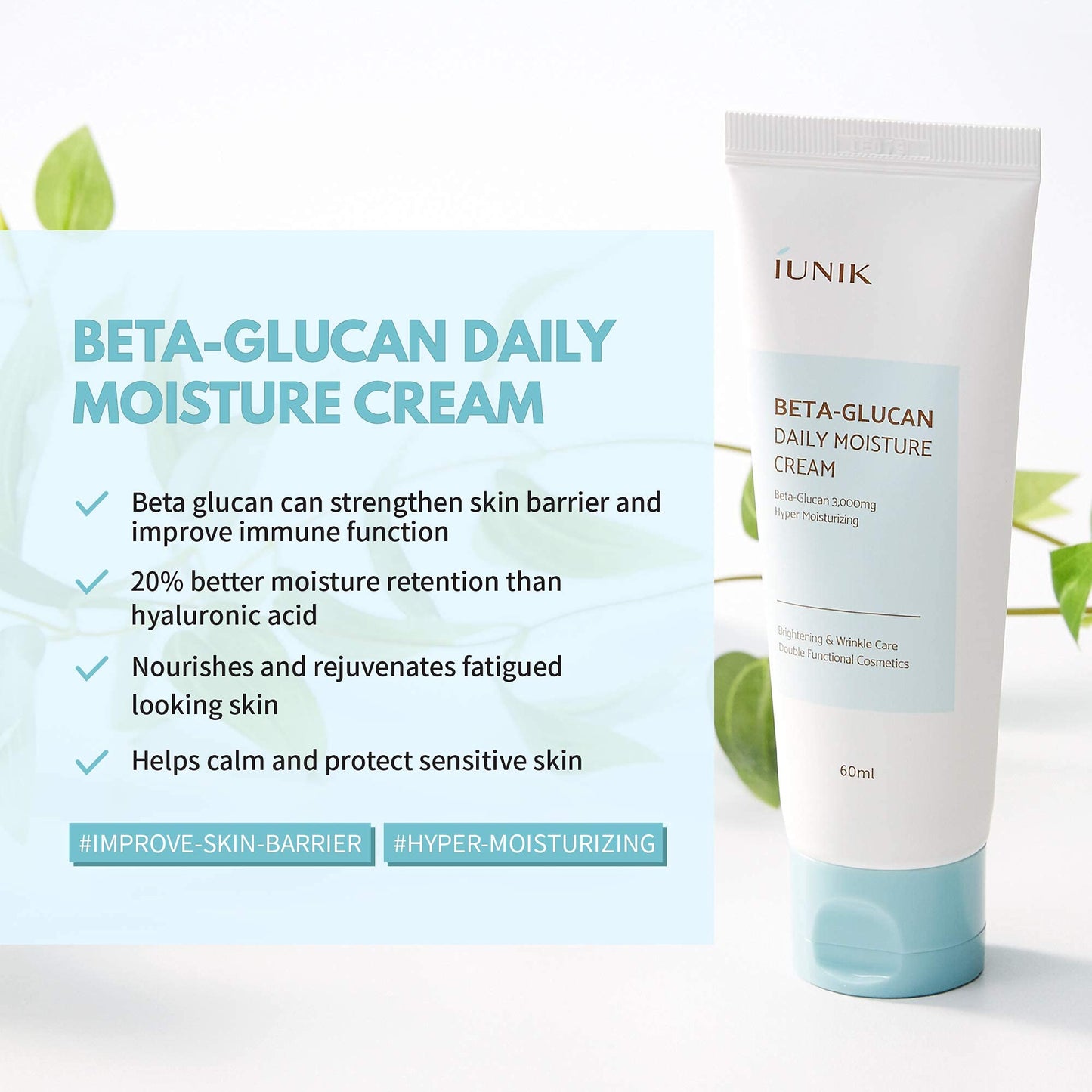 iUNIK Beta Glucan Power Moisture Serum 50ml + iUNIK Black Snail Restore Serum 50ml + IUNIK Beta Glucan Daily Moisture Cream 60ml