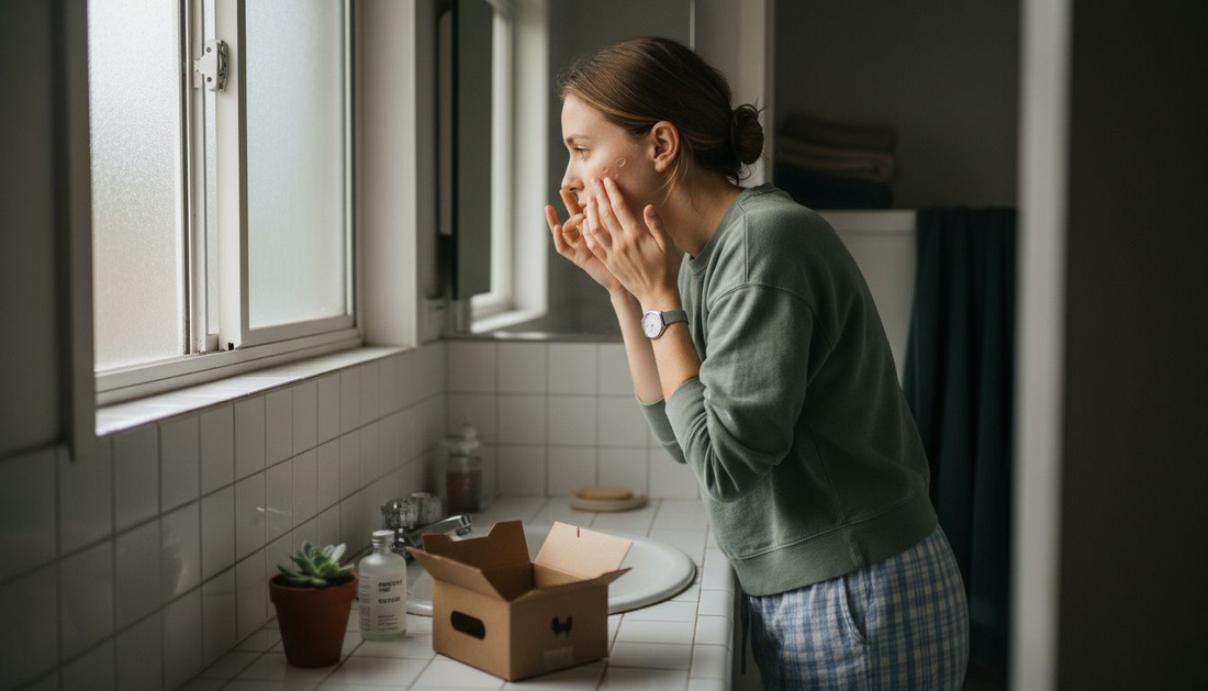 Woman applying sustainable skincare in morning