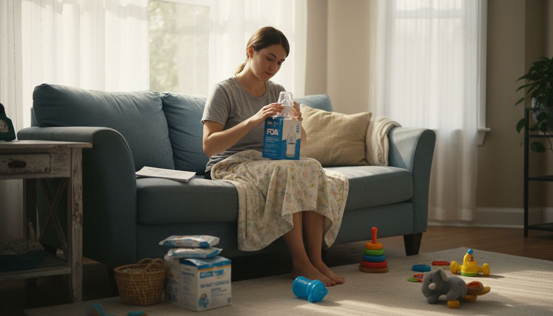 Mother unpacking FDA approved babyware