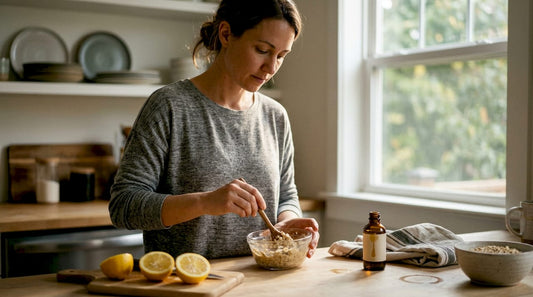 Woman preparing homemade natural skincare mix