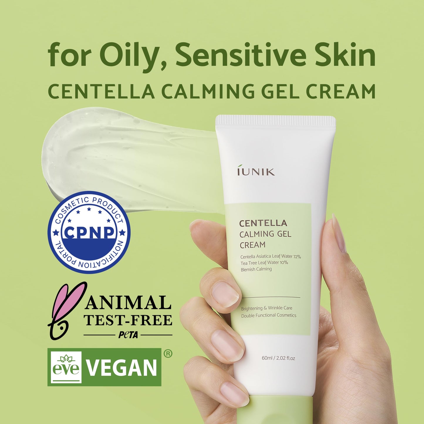 iUNIK Centella Calming Gel Cream 60ml + iUNIK Centella Mild Cleansing Foam, 120ml