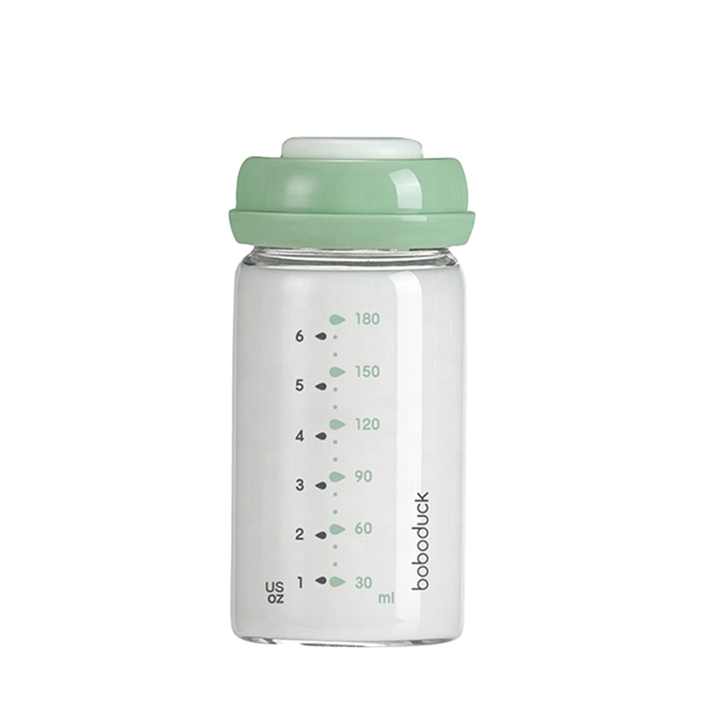 Babyflaske bredhalset glasmodermælksbeholder til opbevaring af modermælk, BPA-fri, kompatibel med modermælkskøler 180 ml
