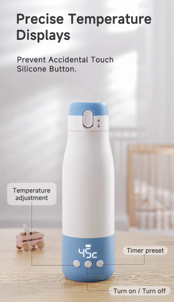 Portable Baby Milk Warmer for Trave Dual Heating Modes for Baby Milk Breast Milk Hot Water for Baby food Rechargable  Portable Bottle Warmer with Fast Heating Long Lasting Battery Large Capacity Portable Baby Bottle Warmer