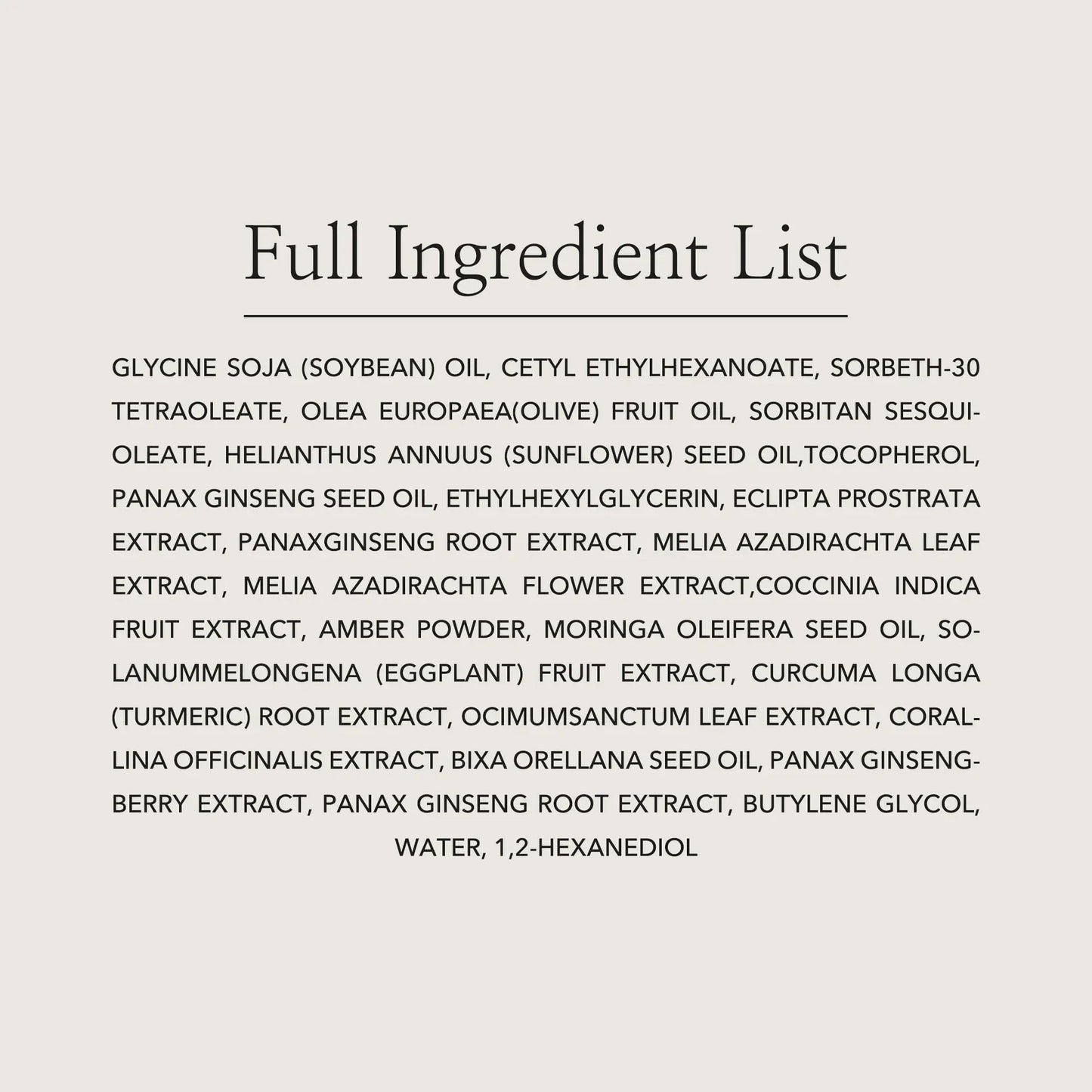 Full ingredient list of Beauty of Joseon Ginseng Cleansing Oil 210ml showing natural oils like soybean, olive, sunflower, ginseng seed and root extracts, and botanical extracts including turmeric and eggplant.