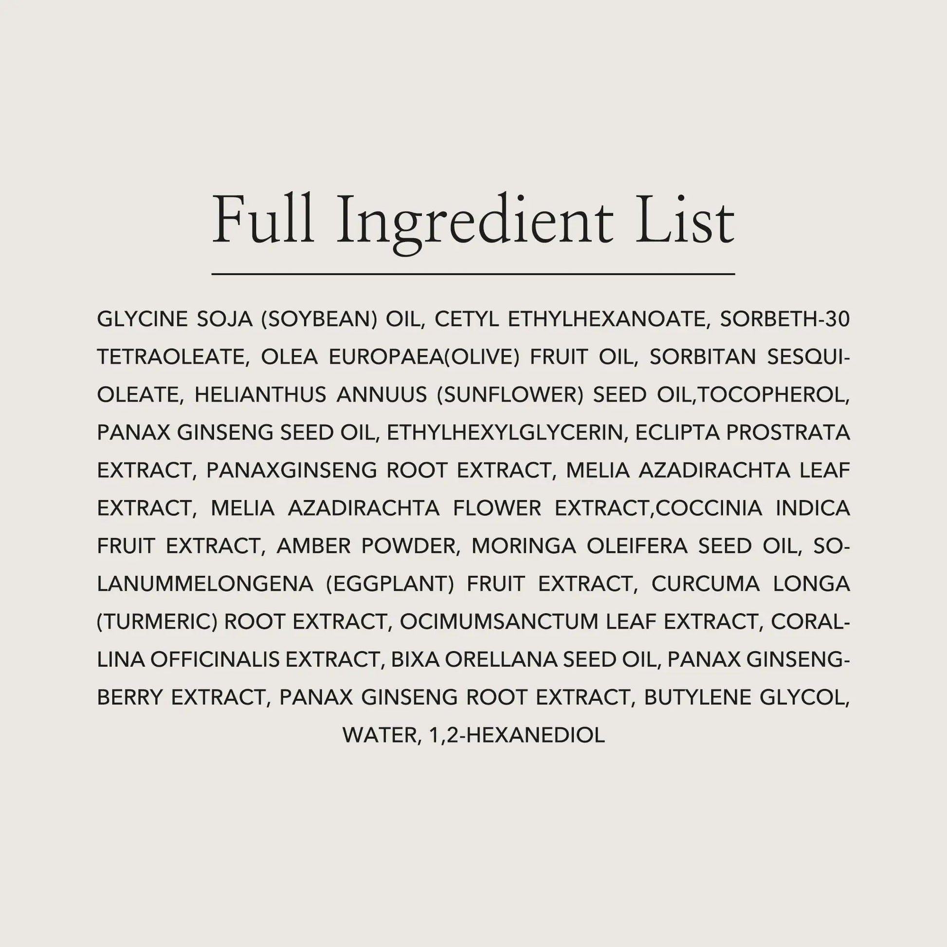 Full ingredient list of Beauty of Joseon Ginseng Cleansing Oil 210ml showing natural oils like soybean, olive, sunflower, ginseng seed and root extracts, and botanical extracts including turmeric and eggplant.