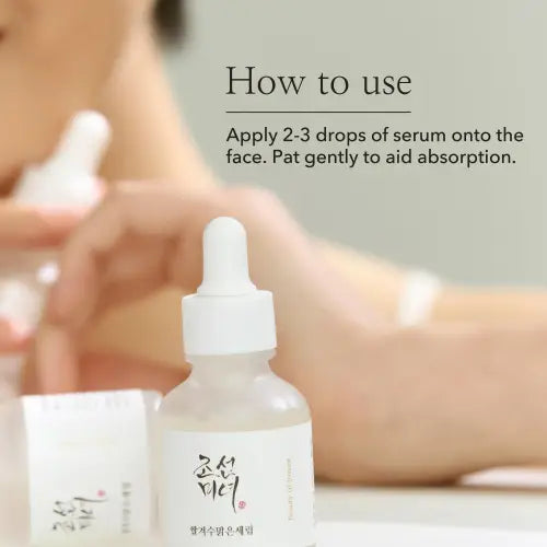 Clear glass beauty of joseon glow deep serum rice alpha-arbutin 10ml bottle with white dropper cap and korean script label
