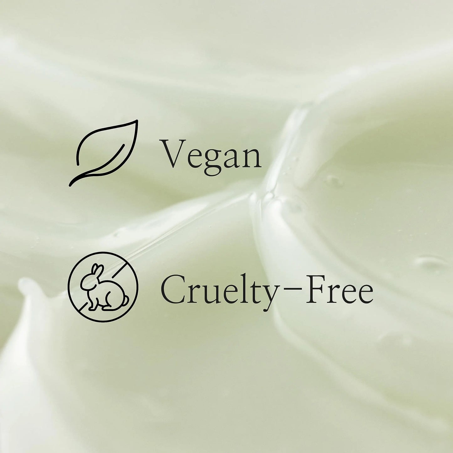 Close-up of creamy translucent serum texture with text and icons indicating the product is vegan and cruelty-free, featuring Beauty of Joseon Light On Serum Centella + Vitamin C 30ml.