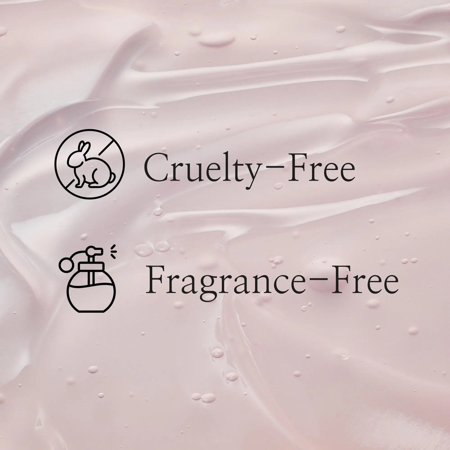 Close-up of light pink gel texture with text and icons indicating Beauty of Joseon Red Bean Water Gel 100ml is cruelty-free and fragrance-free.