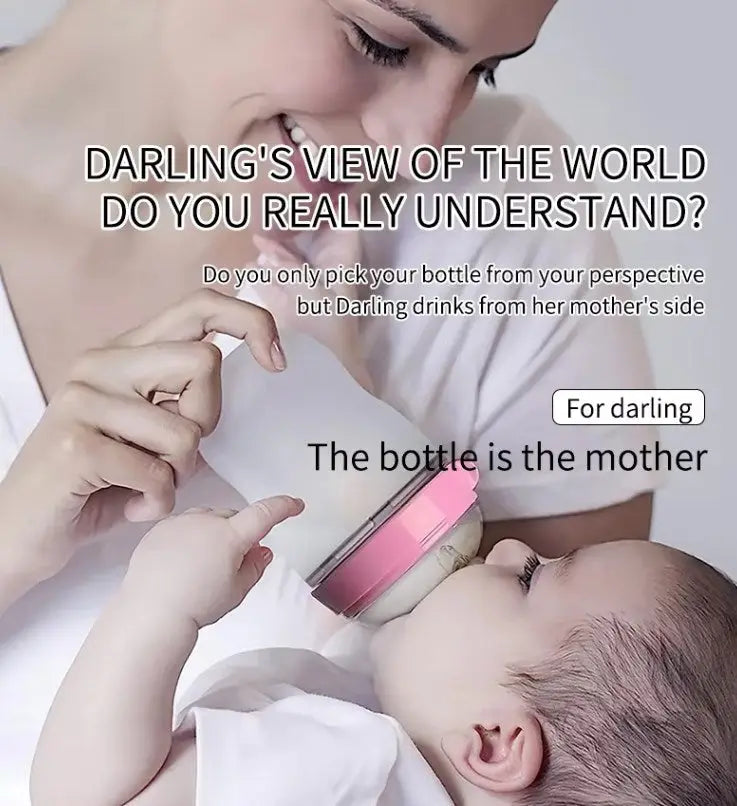Mother smiling at baby drinking milk from BPA Free Anti Colic Silicone Breastfeeding Bottle. 150 ml Bottle with Adjustable Flow Teat + 250 ml Bottle with Adjustable Flow Teat for Baby Milk and Breastfee.