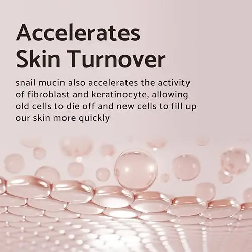Close-up view of skin layers with translucent droplets illustrating accelerated skin turnover, highlighting the benefits of iUNIK Black Snail Restore Cream 60ml for faster cell renewal.