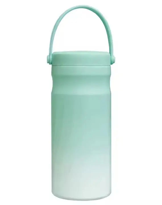 Sleek mint green and white portable cooler with handle designed for baby bottles and milk storage, promoting convenience on the go with the Portable Breast Milk and Water Cooler 24-Hour Extended Cooling | Ice-Free Portable Milk Storage for Travel and Work | All-in-One Ice-Free Cooler and Baby Bottle.