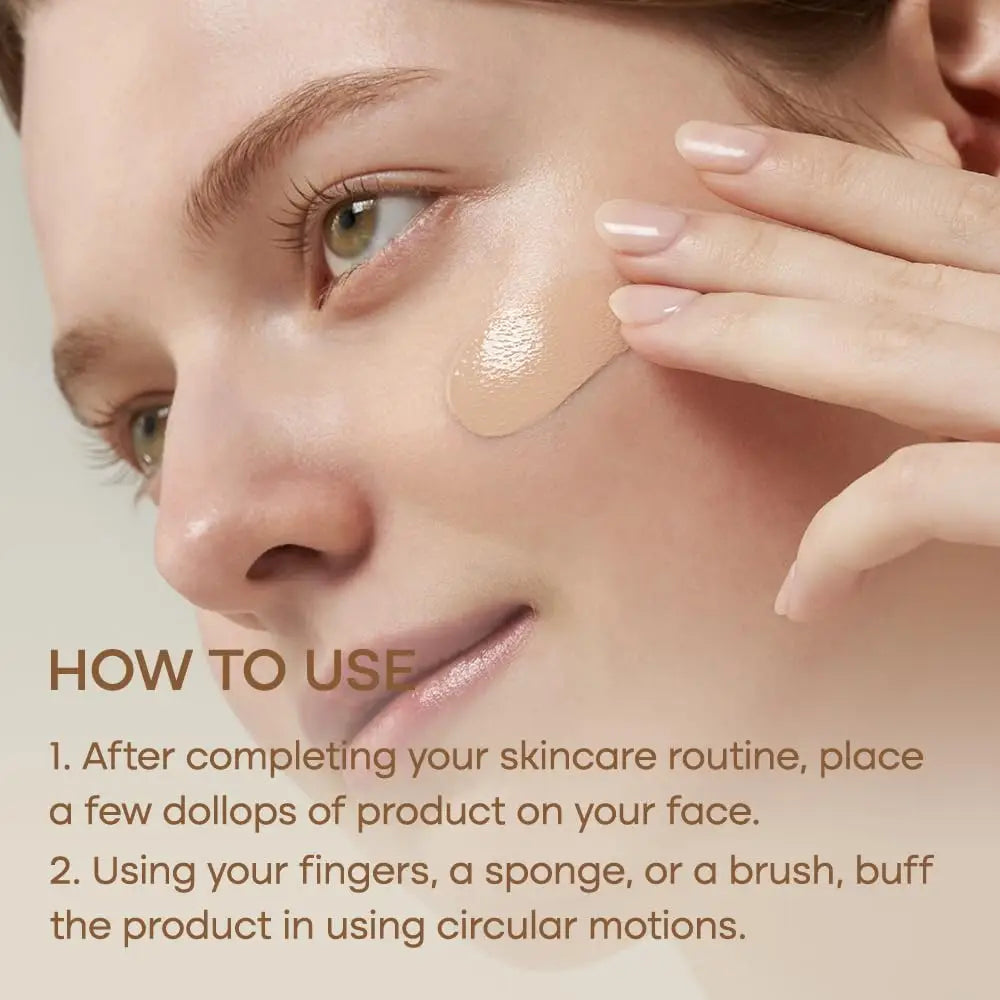 Close-up of a person applying PURITO Wonder Releaf Centella BB Cream 30ml on their cheek with fingers, demonstrating skincare application steps with visible product and smooth skin.