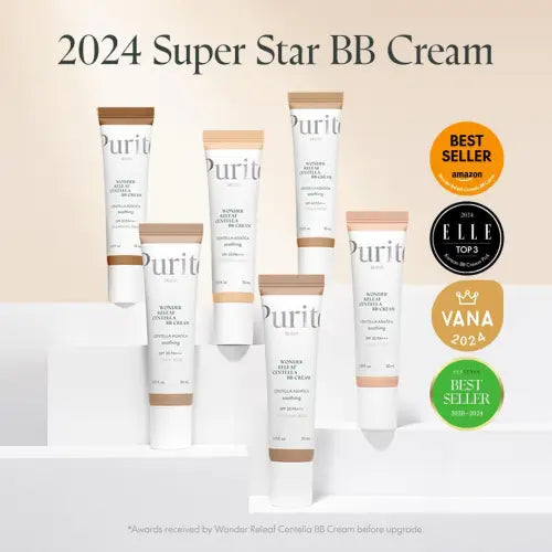 White tube of purito wonder releaf centella bb cream 30ml with beige cap and minimalist branding