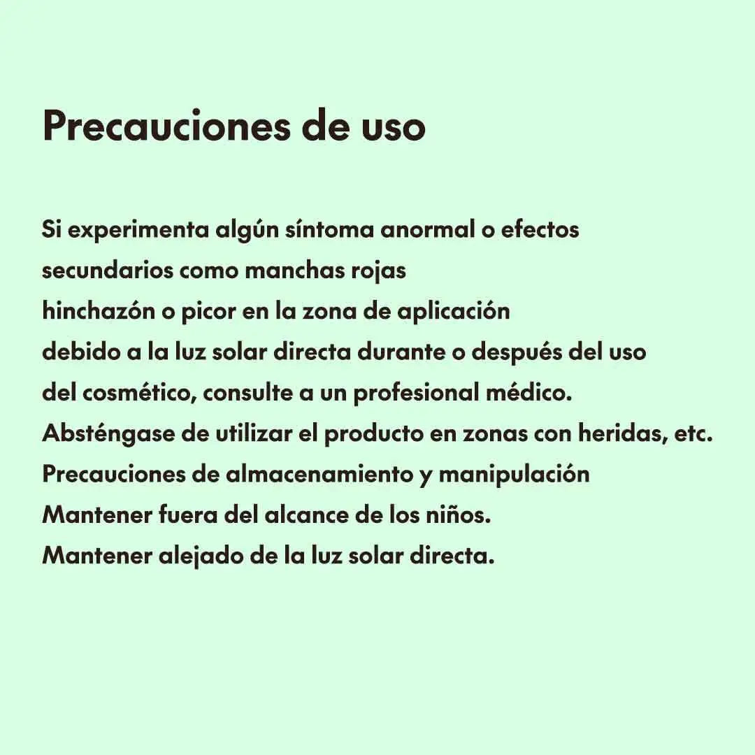 Usage precautions in Spanish advising to consult a medical professional if abnormal symptoms occur after using PURITO Wonder Releaf Centella Daily Sun Lotion, avoid use on wounds, keep out of reach of children, and store away from direct sunlight.