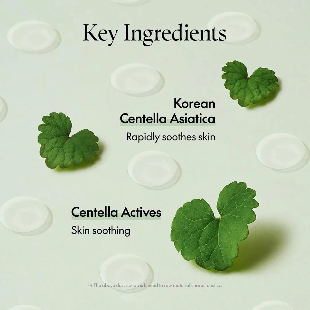 Key ingredients of PURITO Wonder Releaf Centella Spot Patch including Korean Centella Asiatica and Centella Actives for rapid and effective skin soothing and calming benefits.