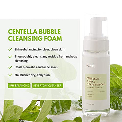 iUNIK Calendula Complete Cleansing Oil, 200ml + iUNIK Centella Bubble Cleansing Foam, 150ml