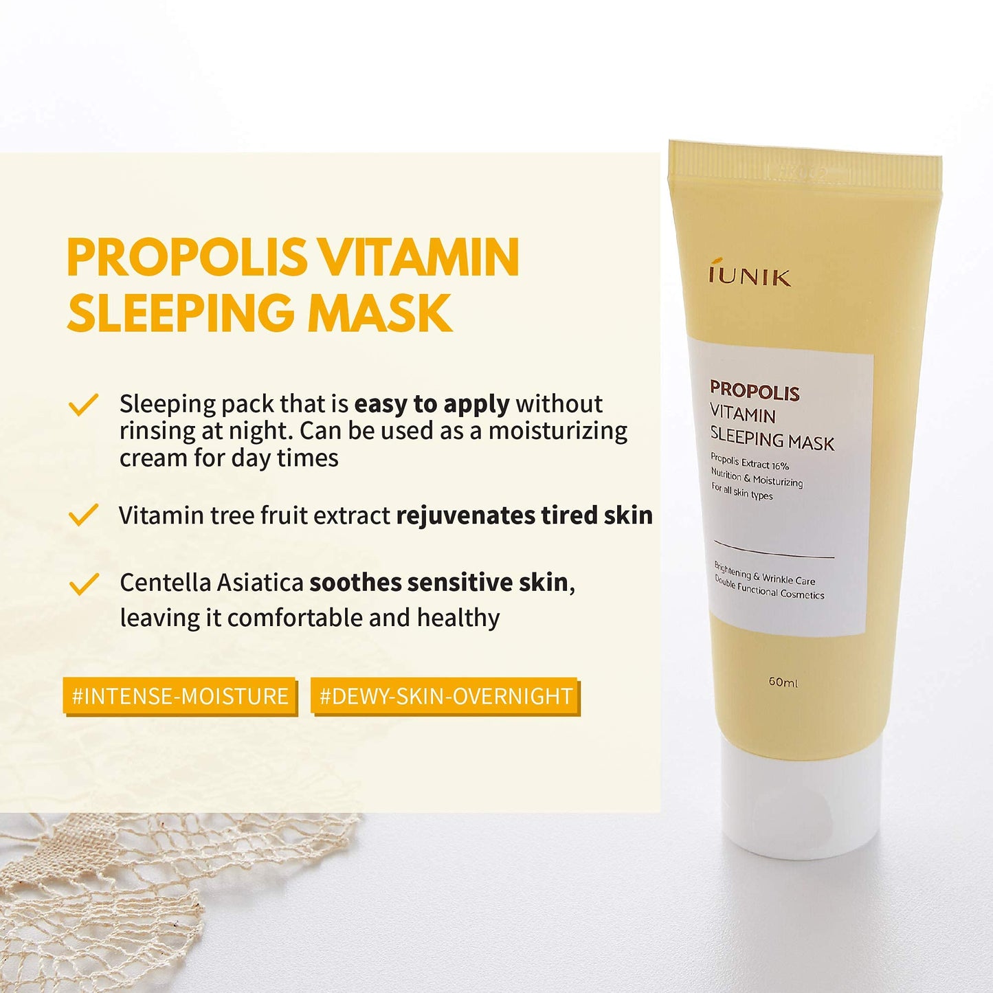 iUNIK Beta Glucan Daily Moisture Cream 60ml + iUNIK Propolis Vitamin Sleeping Mask Cream, 60ml