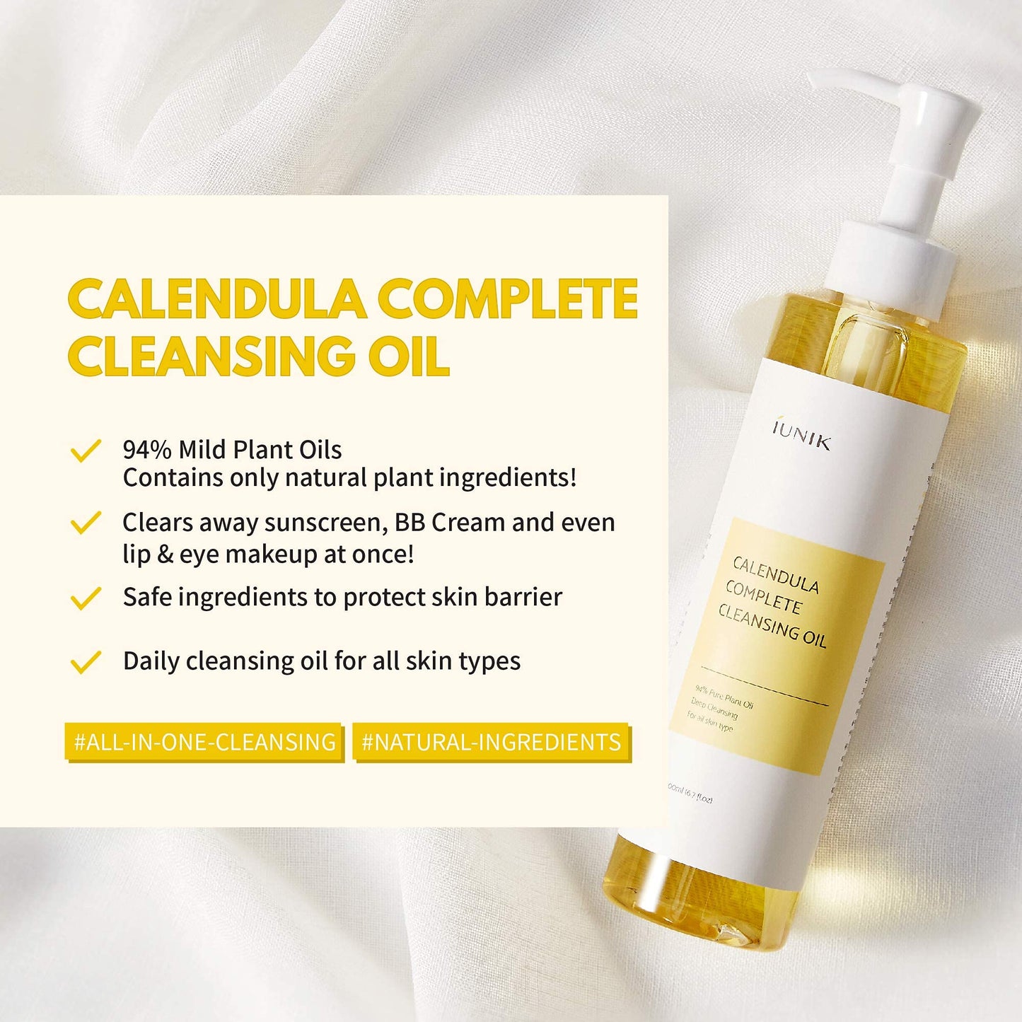 iUNIK Calendula Complete Cleansing Oil, 200ml  +  iUNIK Tea tree Relief Serum 50ml