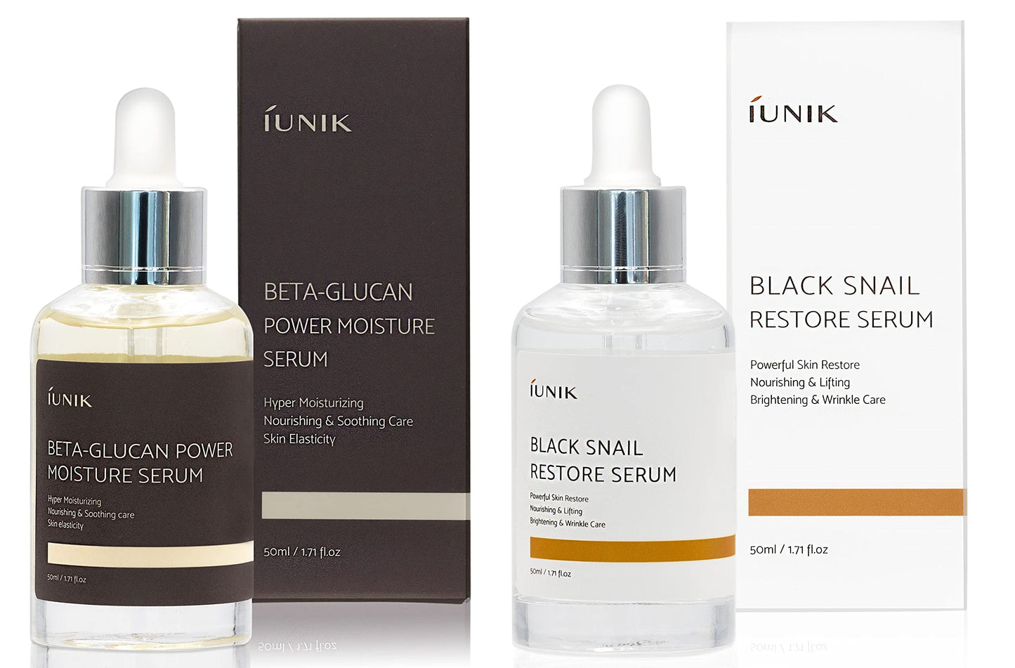 iUNIK Beta Glucan Power Moisture Serum  50m + iUNIK Black Snail Restore Serum 50ml